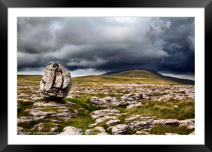 Standing Stone and Whernside Yorkshire Dales Framed Mounted Print by Mark Sunderland