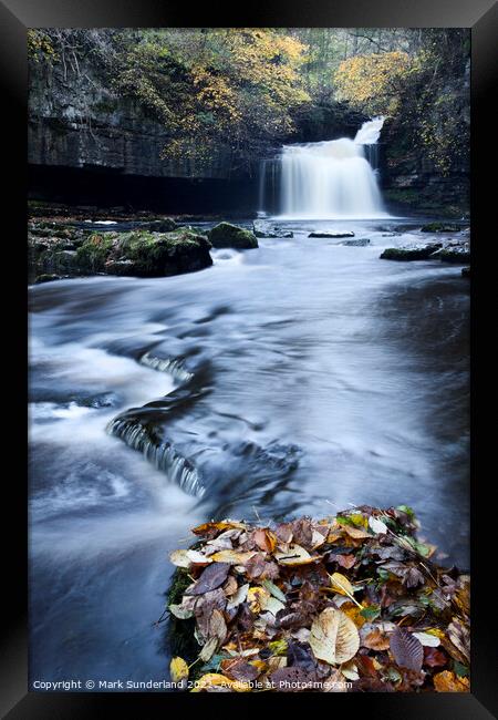 West Burton Waterfall in Autumn Framed Print by Mark Sunderland
