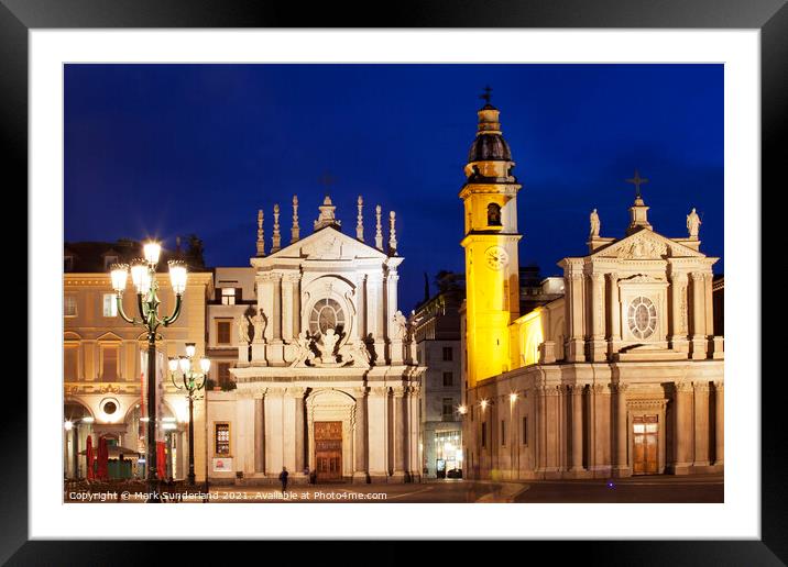 Church of Santa Cristina and Church of San Carlo Turin Framed Mounted Print by Mark Sunderland