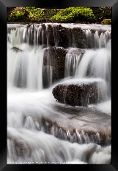 Waterfall in Scaleber Beck below Scaleber Force Settle North Yorkshire Framed Print by Mark Sunderland