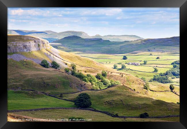Moughton Scars and Crummack Dale from Long Scar Framed Print by Mark Sunderland