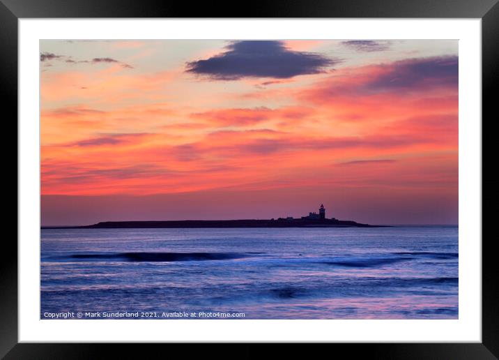 Dawn Sky over Coquet Island Framed Mounted Print by Mark Sunderland