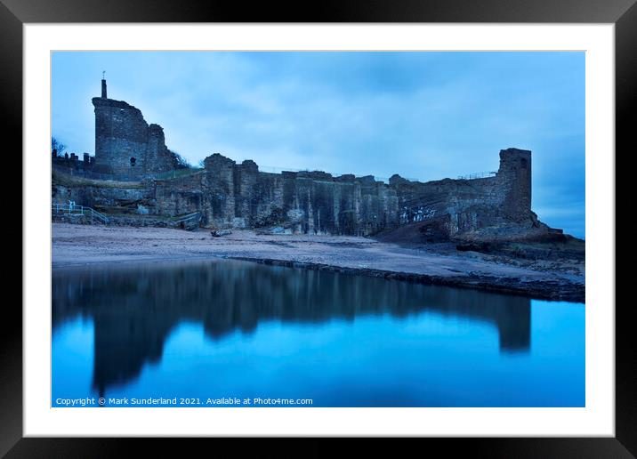 St Andrews Castle Reflected in the Bathing Pond before Dawn Framed Mounted Print by Mark Sunderland