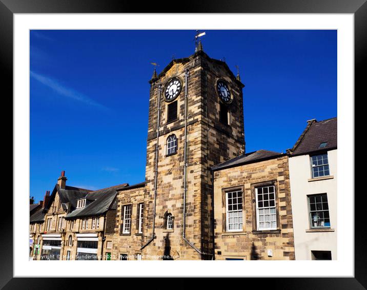 The Town Hall Clock Tower from Fenkle Street in Alnwick Framed Mounted Print by Mark Sunderland