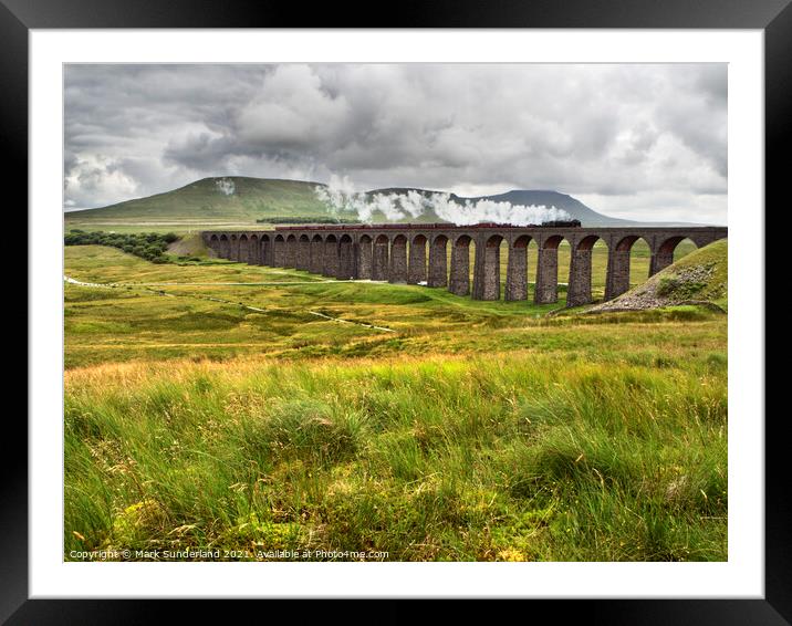 Steam Train Crossing the Ribblehead Viaduct in the Yorkshire Dales Framed Mounted Print by Mark Sunderland