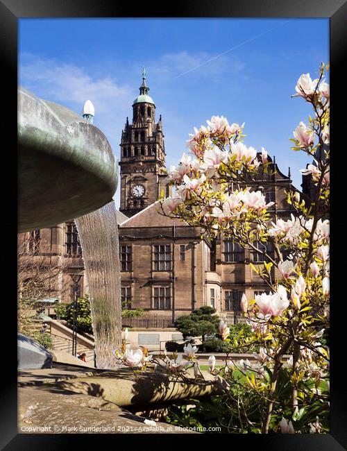 Peace Garden and Town Hall at Sheffield Framed Print by Mark Sunderland