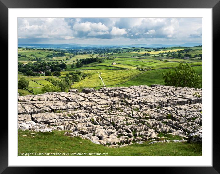 Malhamdale from Malham Cove Framed Mounted Print by Mark Sunderland