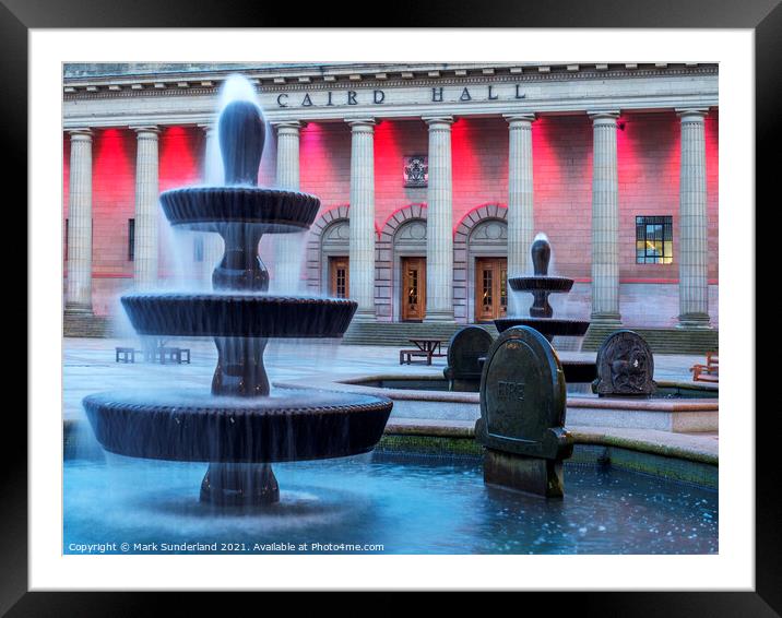 Fountains and Caird Hall in Dundee Framed Mounted Print by Mark Sunderland