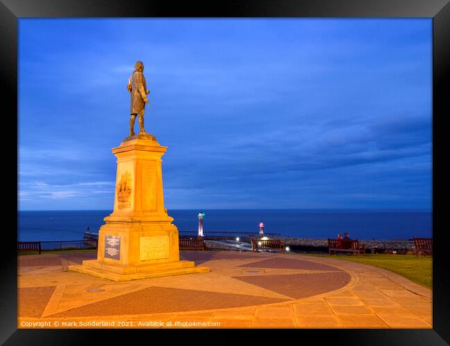 Captain Cook Statue at Whitby Framed Print by Mark Sunderland