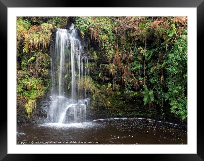 Lumb Hole Waterfall near Hebden Bridge Framed Mounted Print by Mark Sunderland