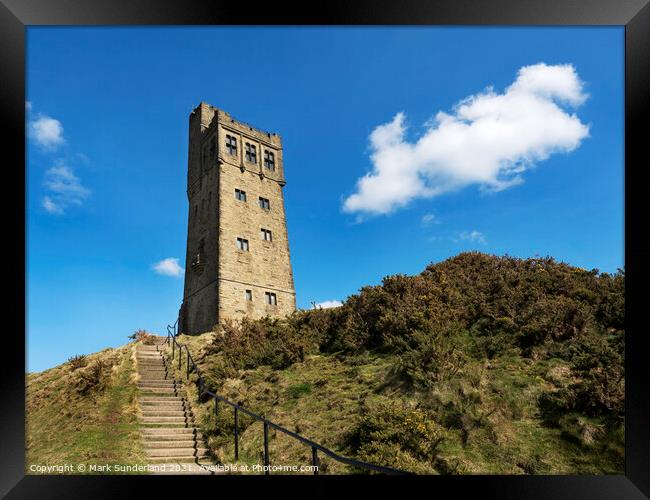 Victoria Tower on Castle Hill near Huddersfield Framed Print by Mark Sunderland