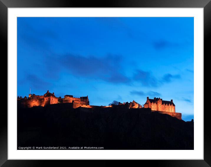 Edinburgh Castle at Dusk Framed Mounted Print by Mark Sunderland