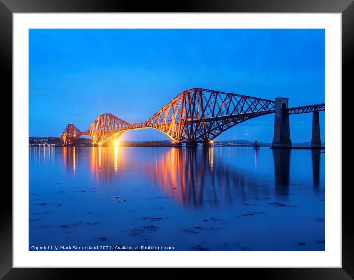 Forth Bridge at Dusk South Queensferry Framed Mounted Print by Mark Sunderland