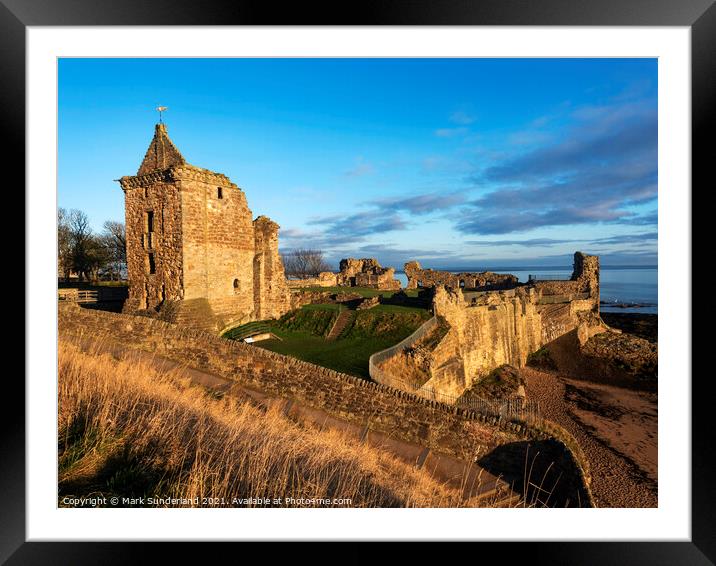 St Andrews Castle at Dawn Framed Mounted Print by Mark Sunderland