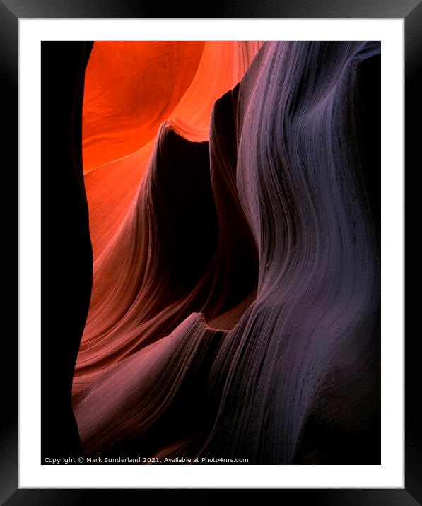 Sandstone Formation at Lower Antelope Canyon Framed Mounted Print by Mark Sunderland