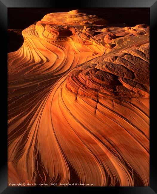 Sandstone Swirls at Coyote Buttes Framed Print by Mark Sunderland