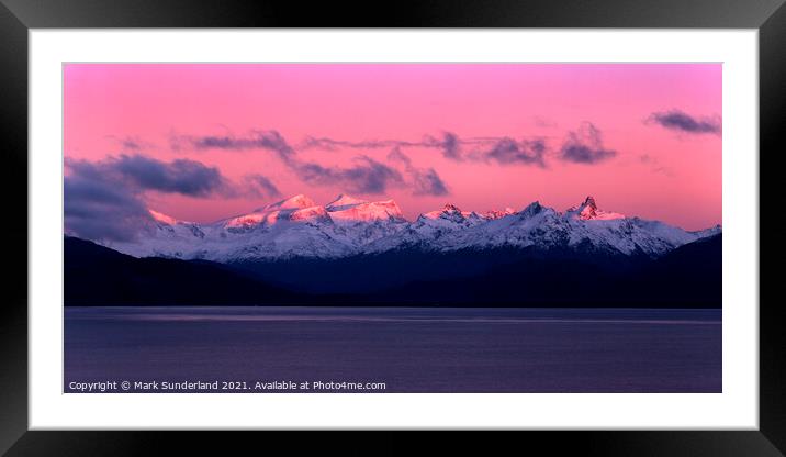 San Valentin and Lago General Carrera at Sunrise Framed Mounted Print by Mark Sunderland