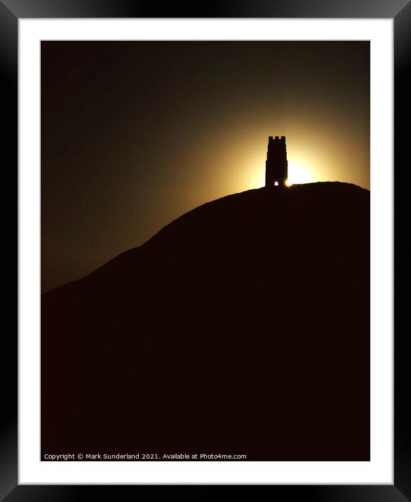 Glastonbury Tor at Sunrise Framed Mounted Print by Mark Sunderland