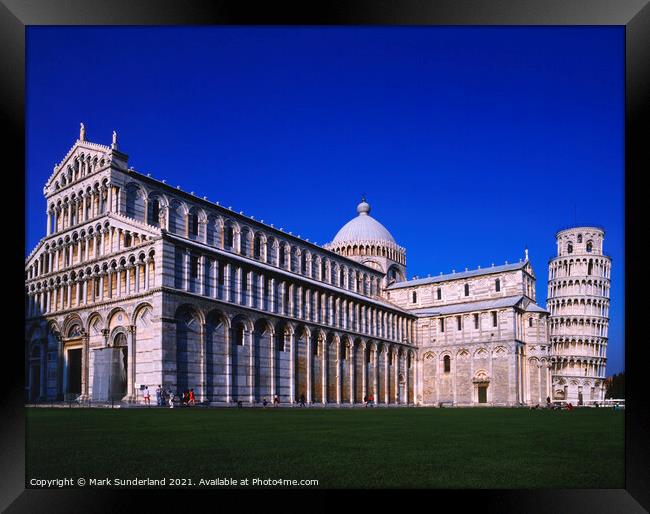 Cathedral and Leaning Tower of Pisa Framed Print by Mark Sunderland