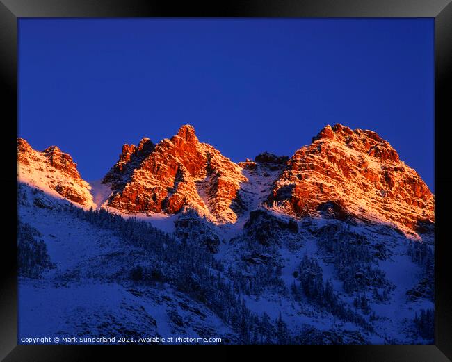 Peaks near Maroon Bells Colorado Framed Print by Mark Sunderland