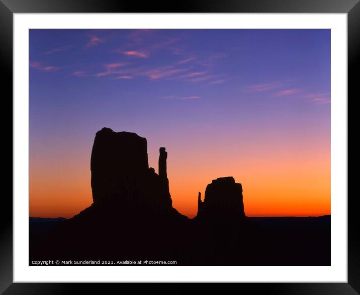The Mittens at Dawn Monument Valley Framed Mounted Print by Mark Sunderland
