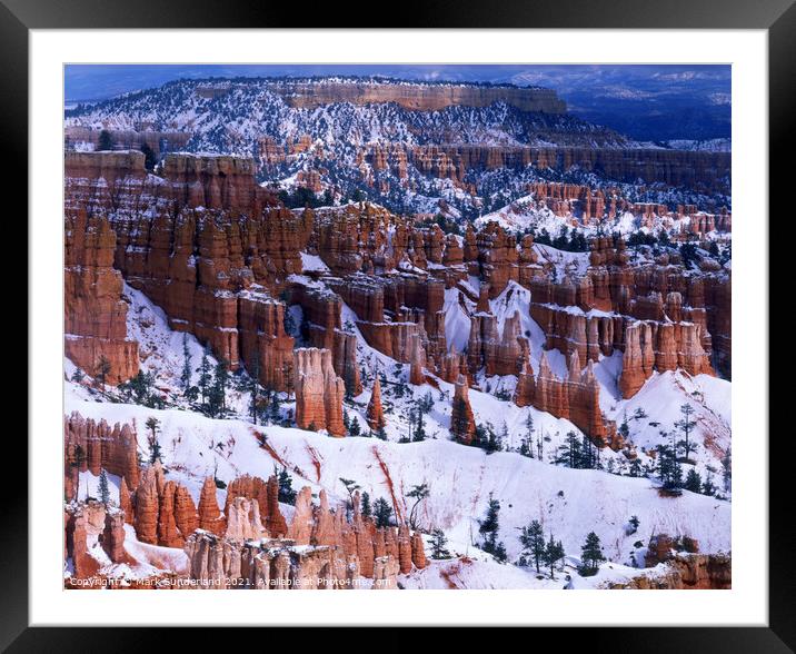 Bryce Canyon and Boat Mesa in Winter Framed Mounted Print by Mark Sunderland