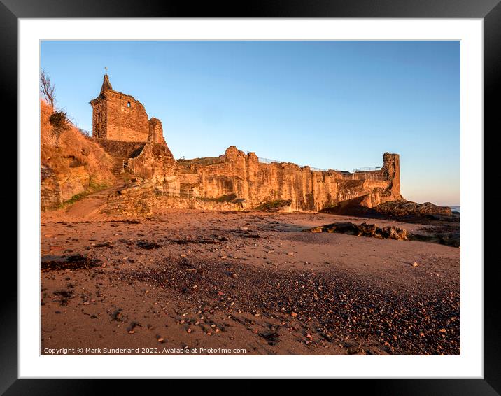 St Andrews Castle at Sunrise Framed Mounted Print by Mark Sunderland