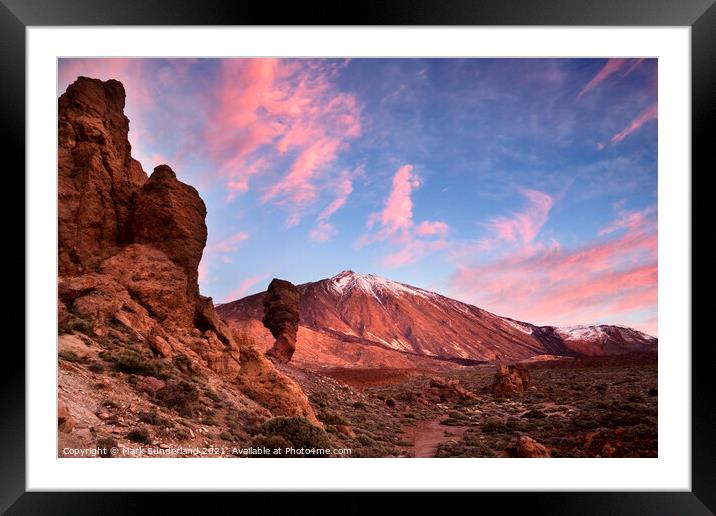 Pink Clouds at Dawn over Mount Teide Framed Mounted Print by Mark Sunderland