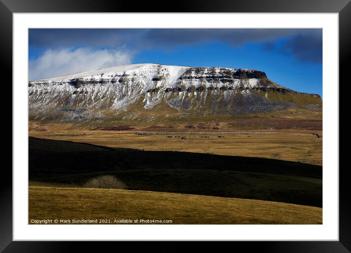 Cloud Shadows and Pen Y Ghent in Winter Framed Mounted Print by Mark Sunderland