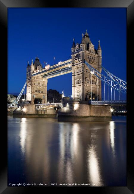 Tower Bridge over the River Thames at Dusk Framed Print by Mark Sunderland