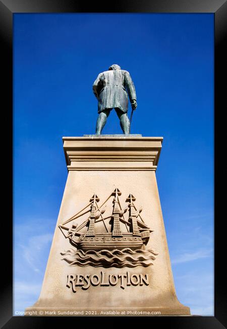 Captain Cook Statue at Whitby Framed Print by Mark Sunderland