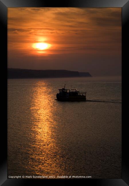 Sunset Cruise Sails across the Bay at Whitby Framed Print by Mark Sunderland