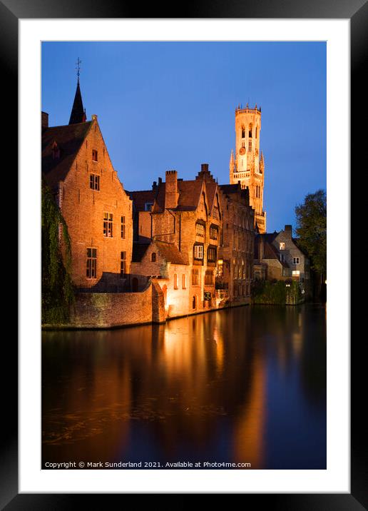 River Dijver and Belfort Bruges Framed Mounted Print by Mark Sunderland