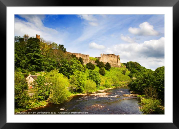 Richmond Castle and the River Swale Framed Mounted Print by Mark Sunderland