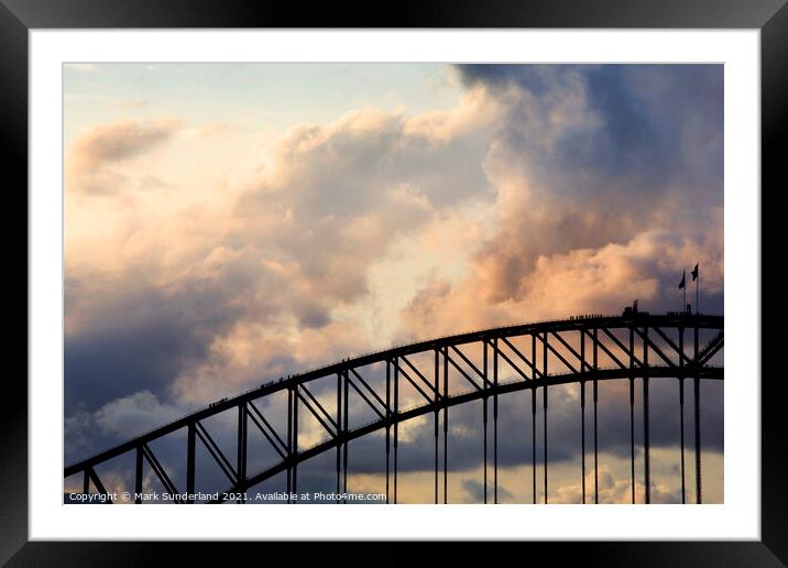 Sydney Harbour Bridge Climb at Dusk Framed Mounted Print by Mark Sunderland