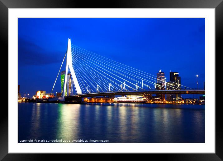 Erasmus Bridge Rotterdam Framed Mounted Print by Mark Sunderland