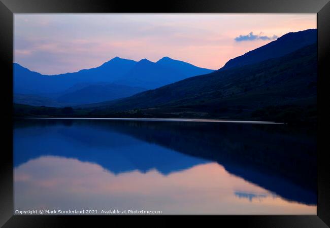 Snowdon Horseshoe at Sunset Wales Framed Print by Mark Sunderland