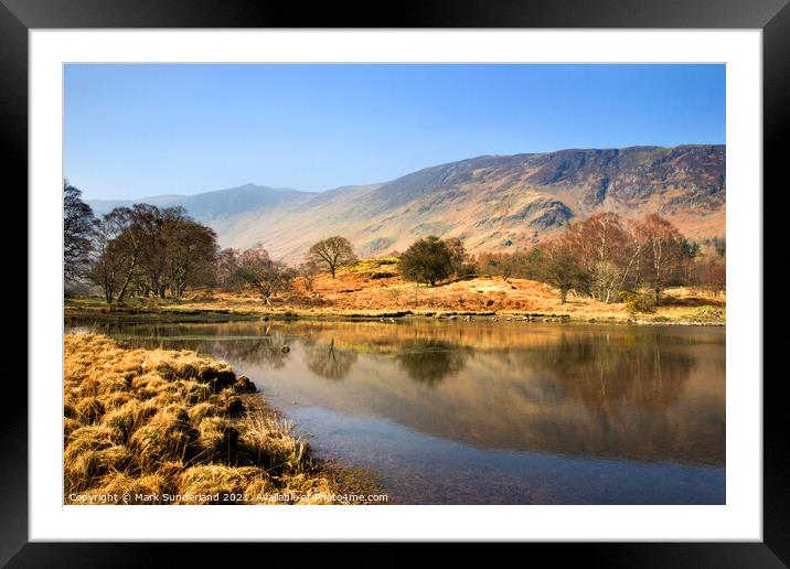 Derwent Water and Cat Bells Framed Mounted Print by Mark Sunderland