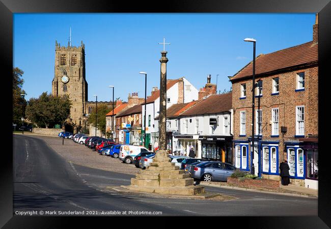 Bedale Market Cross and Church North Yorkshire Eng Framed Print by Mark Sunderland