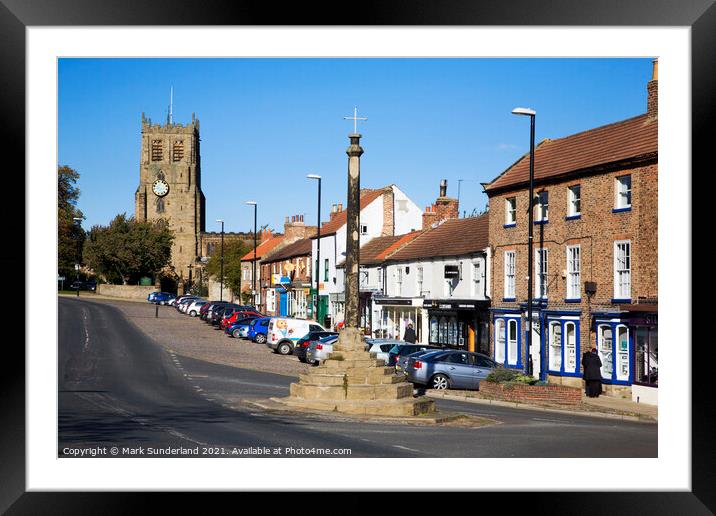 Bedale Market Cross and Church North Yorkshire Eng Framed Mounted Print by Mark Sunderland