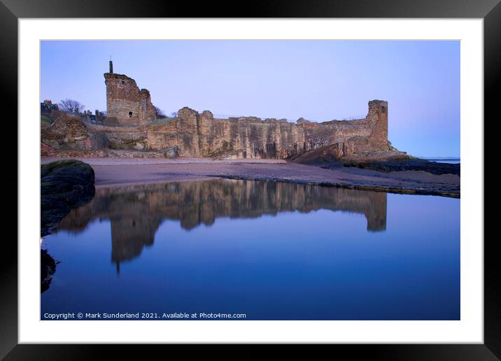 St Andrews Castle before Dawn Framed Mounted Print by Mark Sunderland