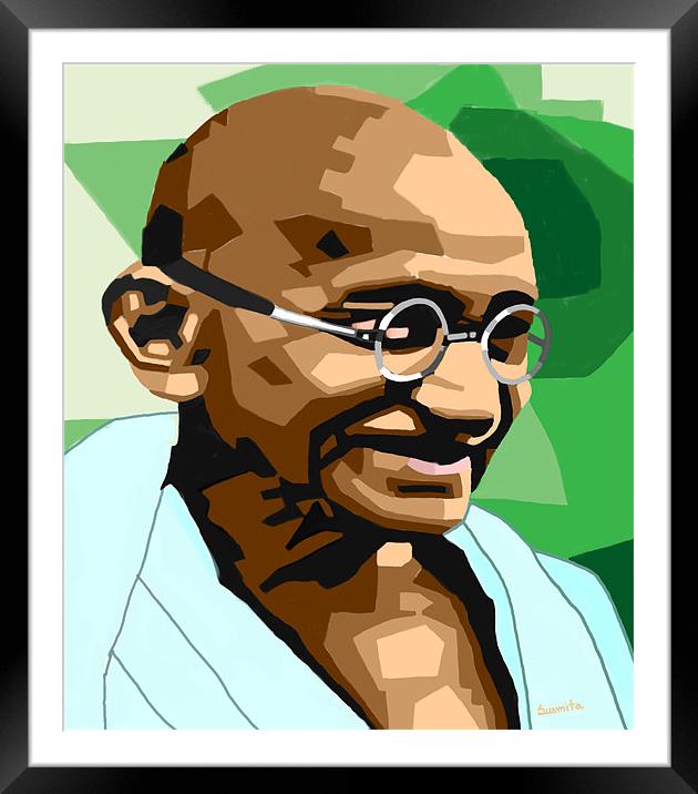Mahatma Gandhi-Father of India Framed Mounted Print by Susmita Mishra