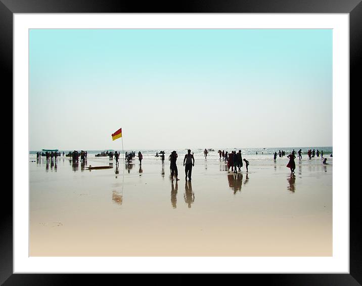 Tourists on a Sea Beach Framed Mounted Print by Susmita Mishra