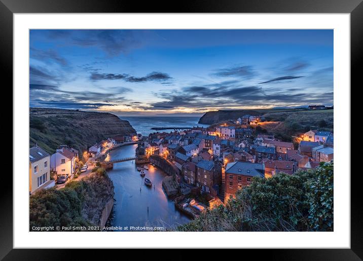 The Blue Hour at Staithes Framed Mounted Print by Paul Smith