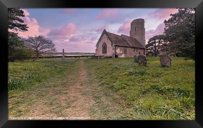 Sunset at Ramsholt Church Framed Print by Paul Smith