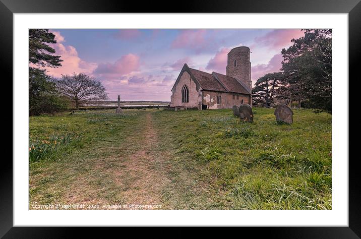 Sunset at Ramsholt Church Framed Mounted Print by Paul Smith
