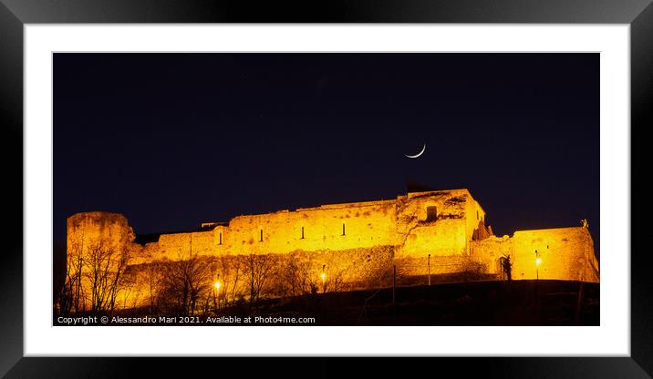 Castle of Cosenza by night in Calabria, Italy Framed Mounted Print by Alessandro Mari