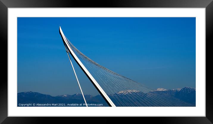 Modern bridge detail in Cosenza, Calabria, Italy Framed Mounted Print by Alessandro Mari