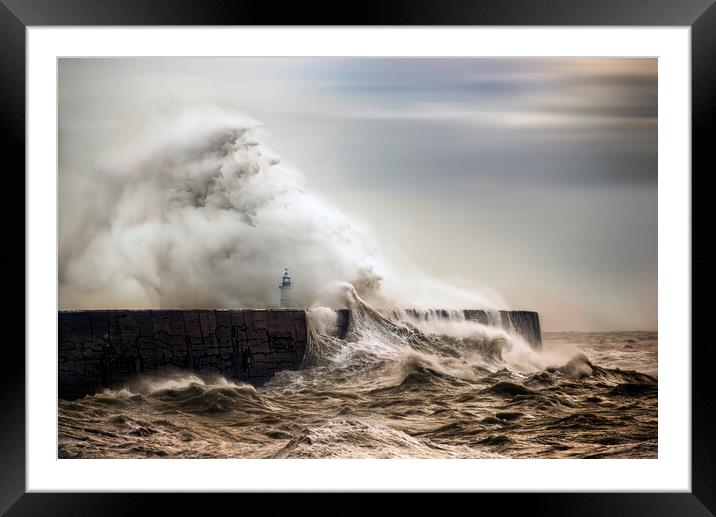 Newhaven Lighthouse in Storm Framed Mounted Print by Judith Stewart