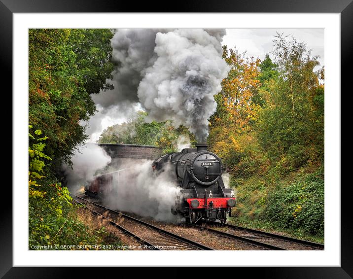48624 steam freight train Framed Mounted Print by GEOFF GRIFFITHS